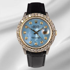 Rolex Datejust 36mm 2-Tone 2.50ct Blue Mop Diamonds Dial Men's Watch