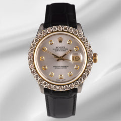 Rolex Datejust 36mm 2-Tone 2.50ct Silver Diamond Dial Men's Watch