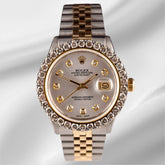 Rolex Mens Datejust 36mm 18k YG & Steel Iced 2.50ct Diamond Silver Dial Watch