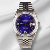 Rolex Men's Datejust 36mm Jubilee Steel Watch ICED 1.50ct Diamonds Blue Dial