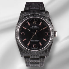 Rolex Oyster Perpetual 36mm Black Pvd 9ct Diamond Oyster Steel Mens Watch 116000