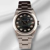 Rolex Oyster Perpetual 31mm Stainless Steel Black MOP Dial Watch 67480