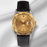 Rolex 36mm Datejust Turnograph Steel Yellow Gold Vintage Leather band Watch 1625