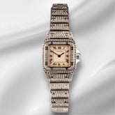Cartier 24mm Santos Galbee Small Silver Dial 4ct Diamond Steel Ladies Watch 1565