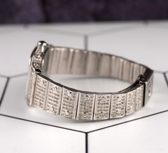 Cartier 24mm Santos Galbee Small Silver Dial 4ct Diamond Steel Ladies Watch 1565