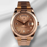 Rolex 41mm President Day-Date II 18K Rose Gold Diamond Mens Watch 218235