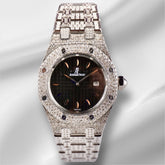 AUDEMARS PIGUET Lady Royal Oak 33mm Iced 13ct Diamonds Black Dial Watch 67620ST