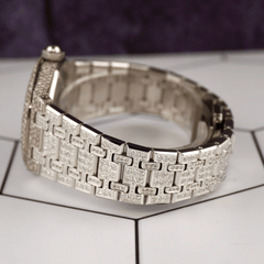 AUDEMARS PIGUET Lady Royal Oak 33mm Iced 13ct Diamonds Black Dial Watch 67620ST