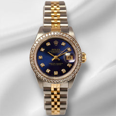 Rolex Ladies Datejust 26mm 18k Gold & Steel Watch 1.5ct Diamonds RoyalBlue Dial
