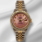 Rolex Ladies Datejust 26mm 18k Yellow Gold/Steel ICED 2ct Diamonds Pink Dial