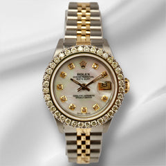 Rolex Ladies Datejust 26mm 18k Yellow Gold/Steel 2ct Diamonds White MOP Dial