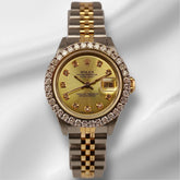 Rolex Ladies Datejust 26mm 18k Yellow Gold/Steel ICED 2ct Diamonds Gold Dial