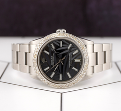 Rolex Oyster Perpetual 31mm 2ct Diamonds Black Palm Motif Dial Automatic Watch