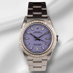 Rolex Oyster Perpetual 31mm 2ct Diamonds Lavender Dial Steel Automatic Watch