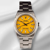 Rolex Oyster Perpetual 31mm 2ct Diamonds Yellow Dial Steel Automatic Watch
