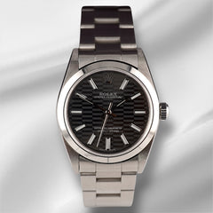 Rolex Oyster Perpetual 31mm Stainless Steel Black Motif Dial Watch Ref 67480
