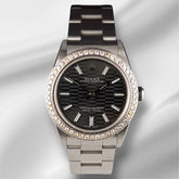 Rolex Oyster Perpetual 31mm 2ct Diamonds Black Motif Dial Automatic Watch