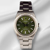Rolex Oyster Perpetual 31mm 2ct Diamonds Green Motif Dial Automatic Watch