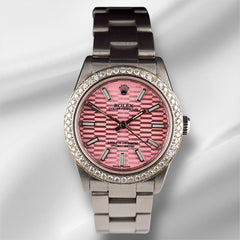 Rolex Oyster Perpetual 31mm 2ct Diamonds Pink Motif Dial Steel Automatic Watch