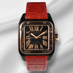 Cartier 33mm Santos 100 PVD Steel Rose Gold Midsize Mens Watch 2878