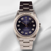 Rolex Oyster Perpetual 31mm 2ct Diamonds Blue Dial Watch 77080