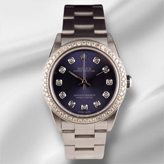 Rolex Oyster Perpetual 31mm 2ct Diamonds Blue Dial Watch 77080