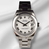 Rolex 31mm Datejust White Roman Dial Oyster Steel Automatic Watch 178240