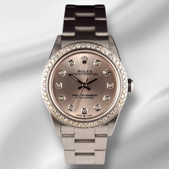 Rolex Oyster Perpetual 31mm 2ct Diamonds Silver Dial Watch 77080