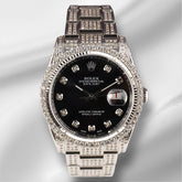 Rolex Oyster Perpetual Datejust 36mm Steel Mens Watch Iced 8ct Diamond 116200