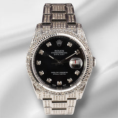 Rolex Oyster Perpetual Datejust 36mm Steel Mens Watch Iced 8ct Diamond 116200