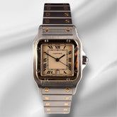 Cartier 29mm Santos Galbee Large Steel Yellow Gold Mens Watch 187901