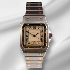 Cartier 29mm Santos Galbee Large Steel Yellow Gold Mens Watch 187901