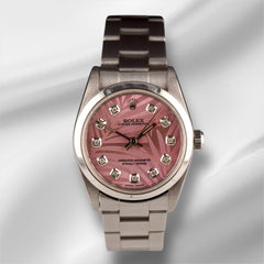 Rolex Oyster Perpetual 31mm Stainless Steel Pink Palm Motif Dial Watch 67480