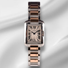 Cartier 28mm Tank Anglaise Small Steel Rose Gold Ladies Watch 3485