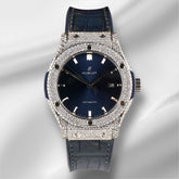 Hublot Classic Fusion 42mm 9ct Diamonds Blue Dial Mens Watch 542.NX.7170.LR