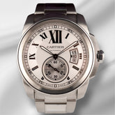 Cartier Calibre 42mm Silver Dial Automatic Stainless Steel Men's Watch Ref 3389