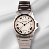 Cartier Santos Ronde 33mm White Roman Dial Automatic Steel Mens Watch 1920