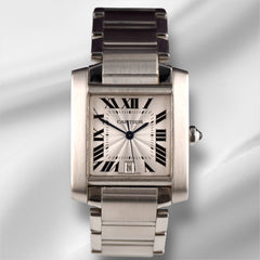 Cartier 28mm Tank Francaise Silver Dial Stainless Steel Automatic Watch 2302