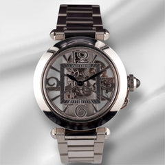 Cartier 41mm Pasha de Cartier Skeleton Stainless Steel Automatic Mens Watch 4282