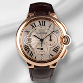 Cartier 44mm Ballon Bleu 18k Rose Gold Automatic Silver Dial Men's Watch 3107