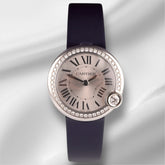 Cartier 30mm Ballon Blanc Diamond Bezel Silver Dial Ladies Steel Watch 4351