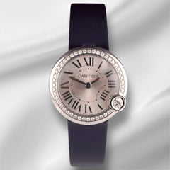 Cartier 30mm Ballon Blanc Diamond Bezel Silver Dial Ladies Steel Watch 4351
