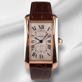 Cartier 31mm Tank Americaine XL Rose Gold Silver Dial Automatic Mens Watch 2927
