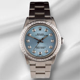 Rolex Oyster Perpetual 31mm Midsize 2ct Diamonds ICE Blue Steel Watch Ref 67480