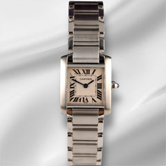 Cartier 20mm Tank Francaise Small Silver Dial Steel Ladies Watch Ref 2300