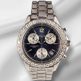 Breitling 38mm Colt Chronograph 6ct Iced Out Blue Dial Men's Watch A53035