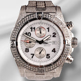 Breitling Super Avenger 48mm 10ct Iced out Diamonds Steel Mens Watch A13370