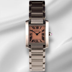 Cartier 20mm Tank Francaise Mother Of Pearl Dial Steel Ladies Watch Ref 3217