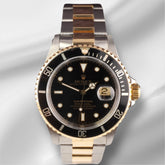 Rolex Submariner Date 40mm 18k Yellow Gold & Steel Black Dial Oyster Watch 16613