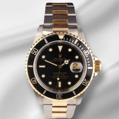 Rolex Submariner Date 40mm 18k Yellow Gold & Steel Black Dial Oyster Watch 16613